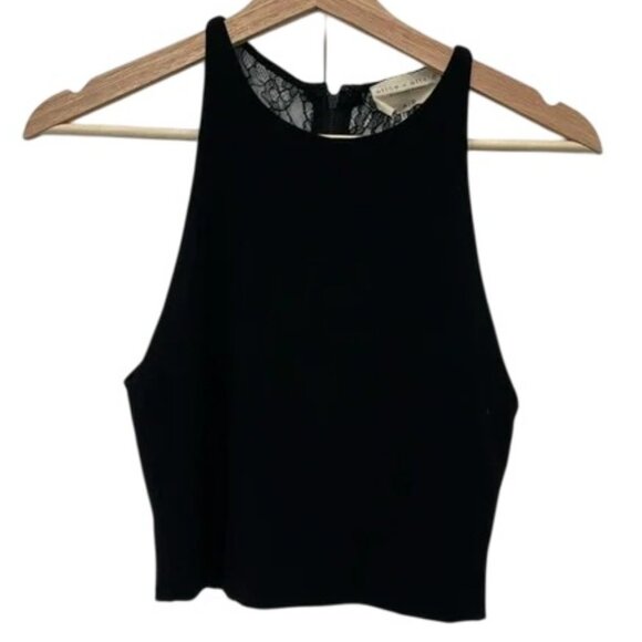 Alice + Olivia lace back cropped tank top black women's size S - Picture 2 of 4